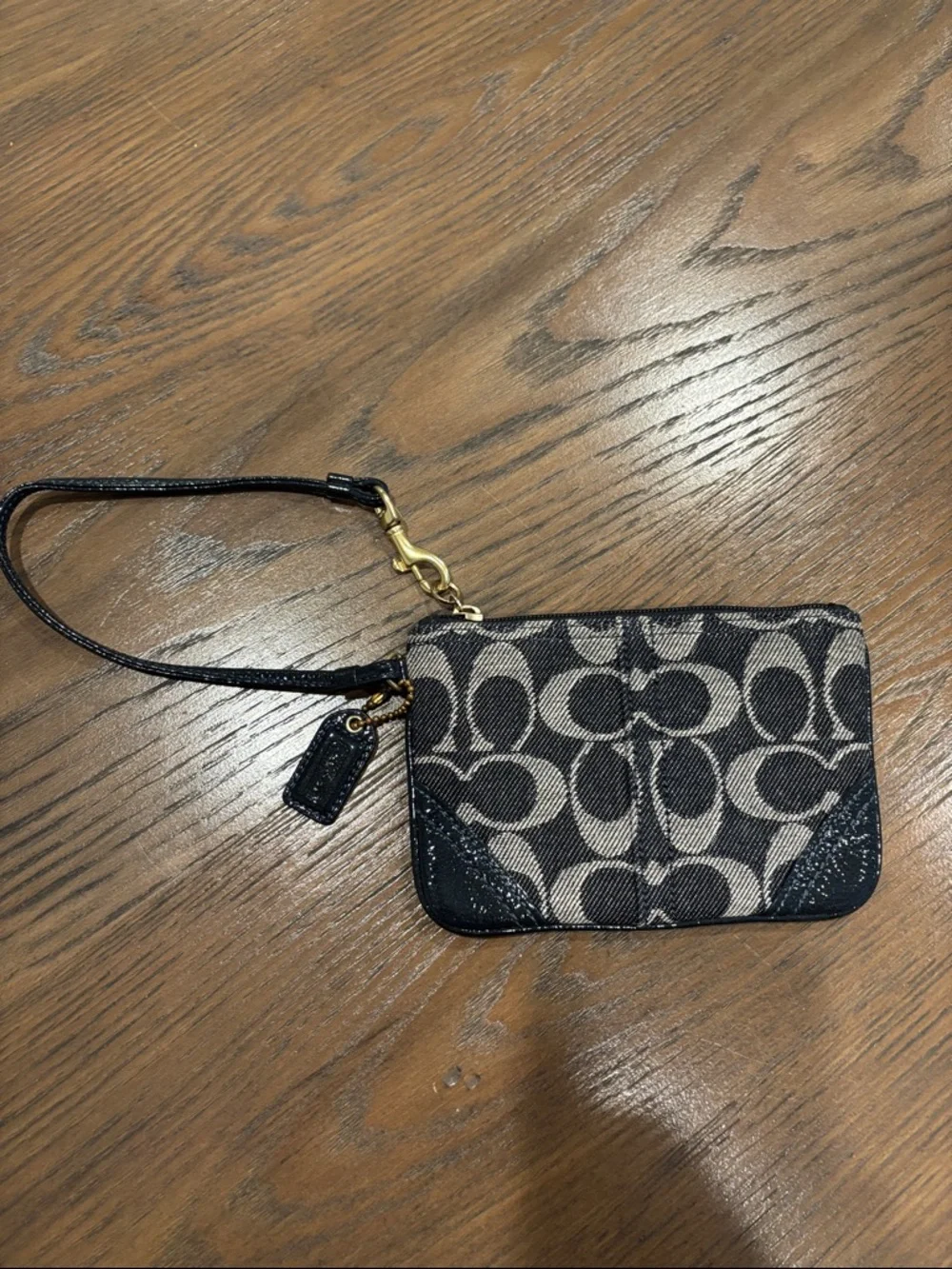 Coach Signature Blue Denim Canvas & Leather Shoulder Bag and Wristlet Wallet Y2K - Picture 4 of 11